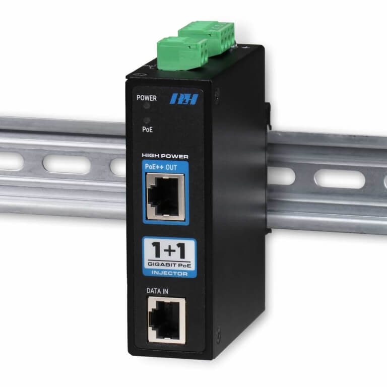 Unmanaged 10/100/1G Flex PoE++ Industrial Injector-DIN View