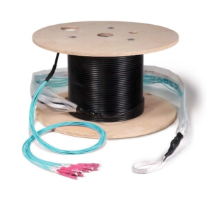 Preterminated Fiber Optic Cable, Indoor/Outdoor, 12F, Multimode OM4, LC Connectors