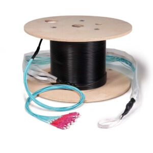 Preterminated Fiber Optic Cable, Indoor/Outdoor, 12F, Multimode OM4, SC Connectors