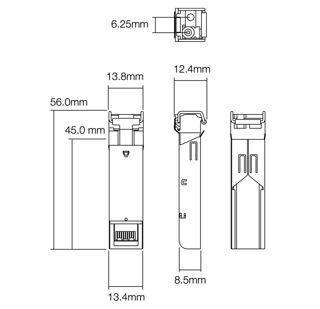 155M SFP Transceiver - Dimensions