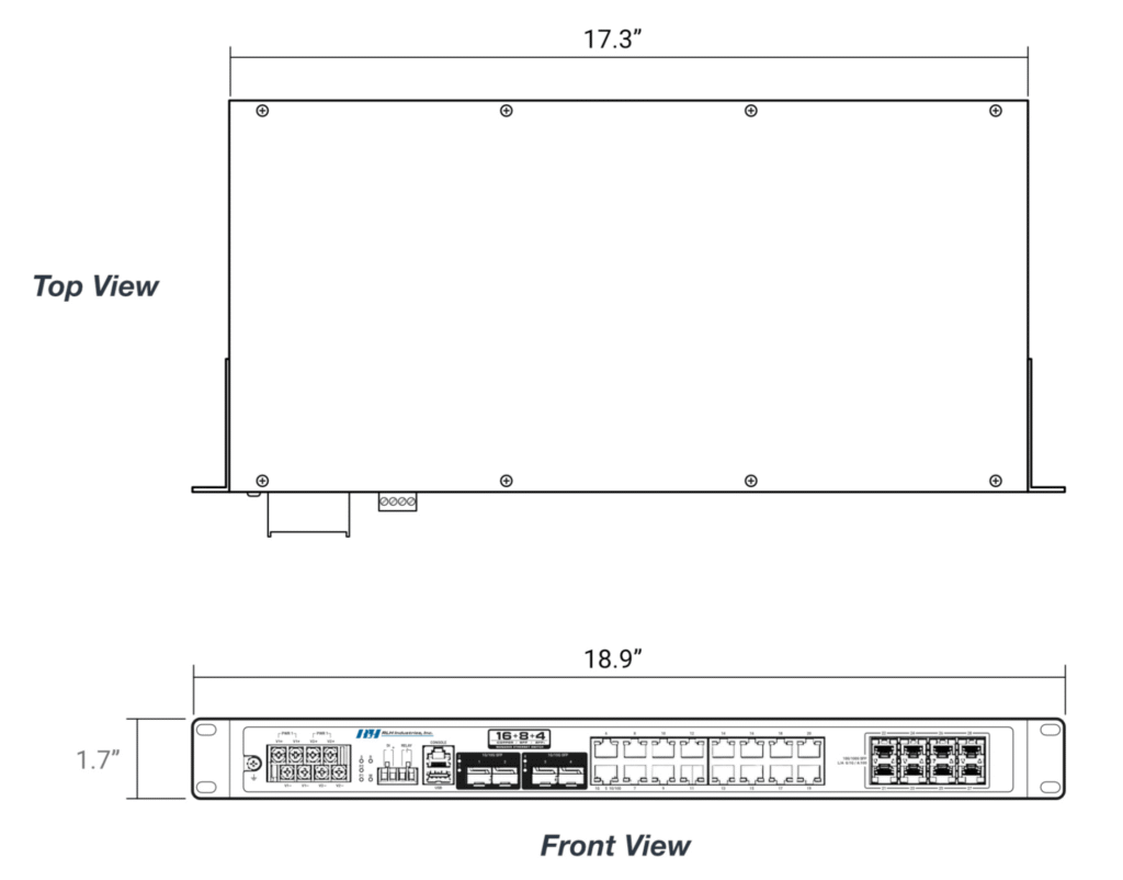 16+8+4 Managed Layer 3 10/100/1G SFP+ - Dimensions