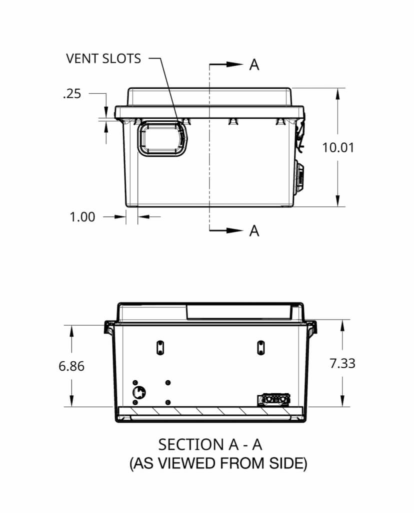 16" x 14" x 8" Fiberglass Enclosure - Bottom View