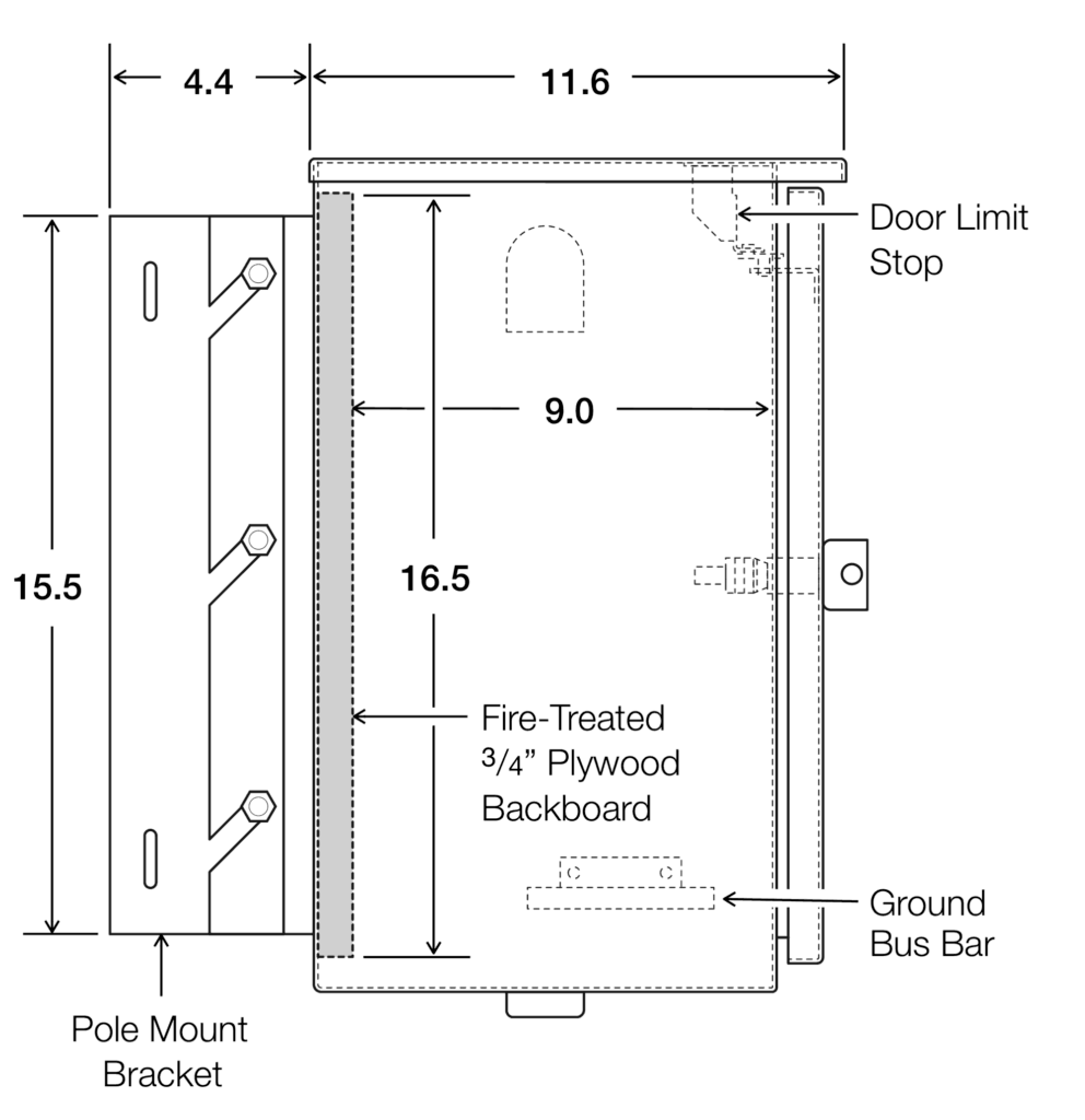 18 x 16 x 10 Aluminum Enclosure - Side View