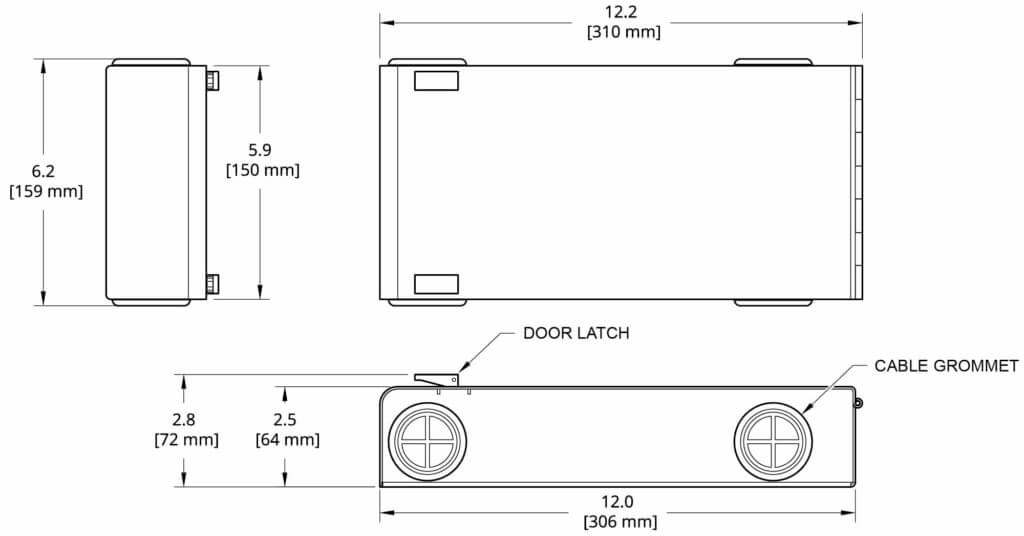 2 Plate Wall Mount Fiber Patch Panel - Dimensions