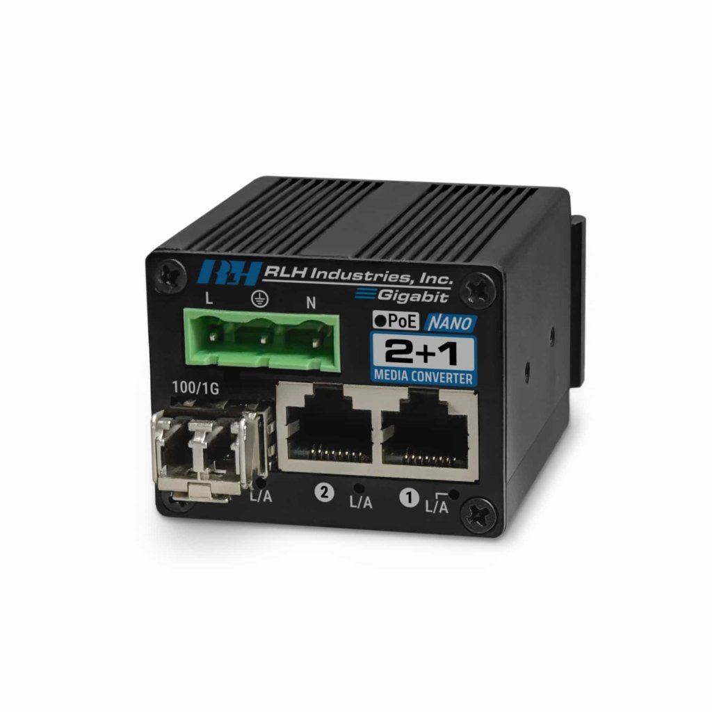 2+1 Nano 10/100/1G PoE+ Industrial Ethernet Media Converter with SFP