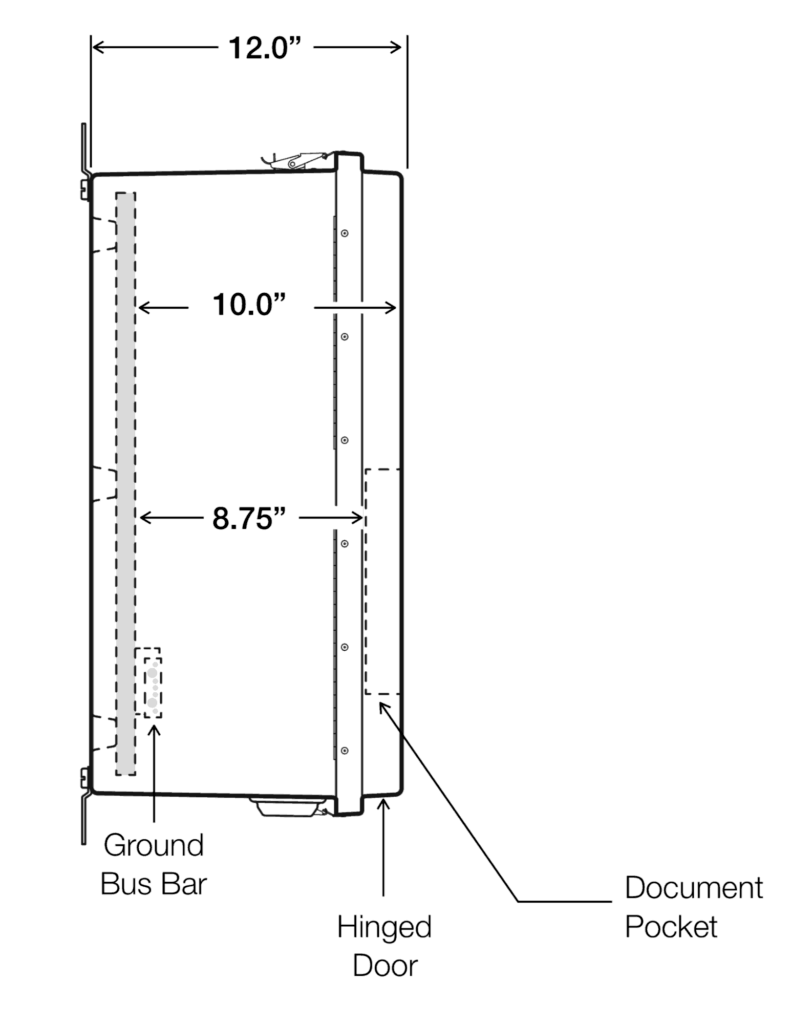 24 x 24 x 10 Fiberglass Enclosure - Side View