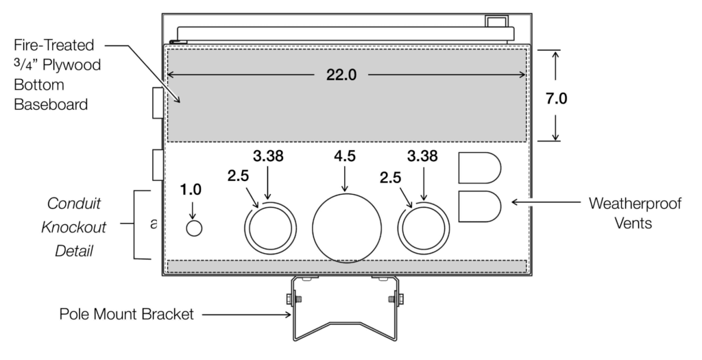 24 x 24 x 16 Aluminum Enclosure - Bottom View