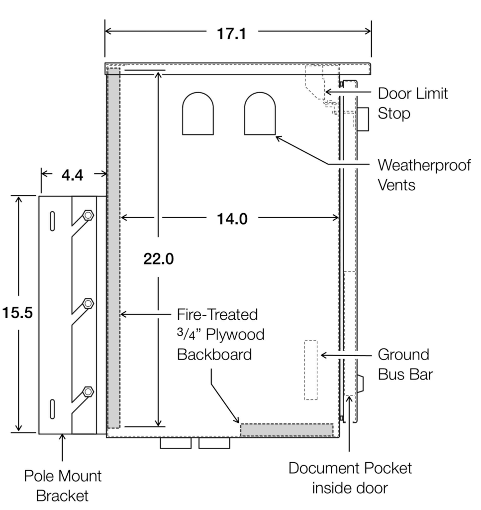 24 x 24 x 16 Aluminum Enclosure - Side View