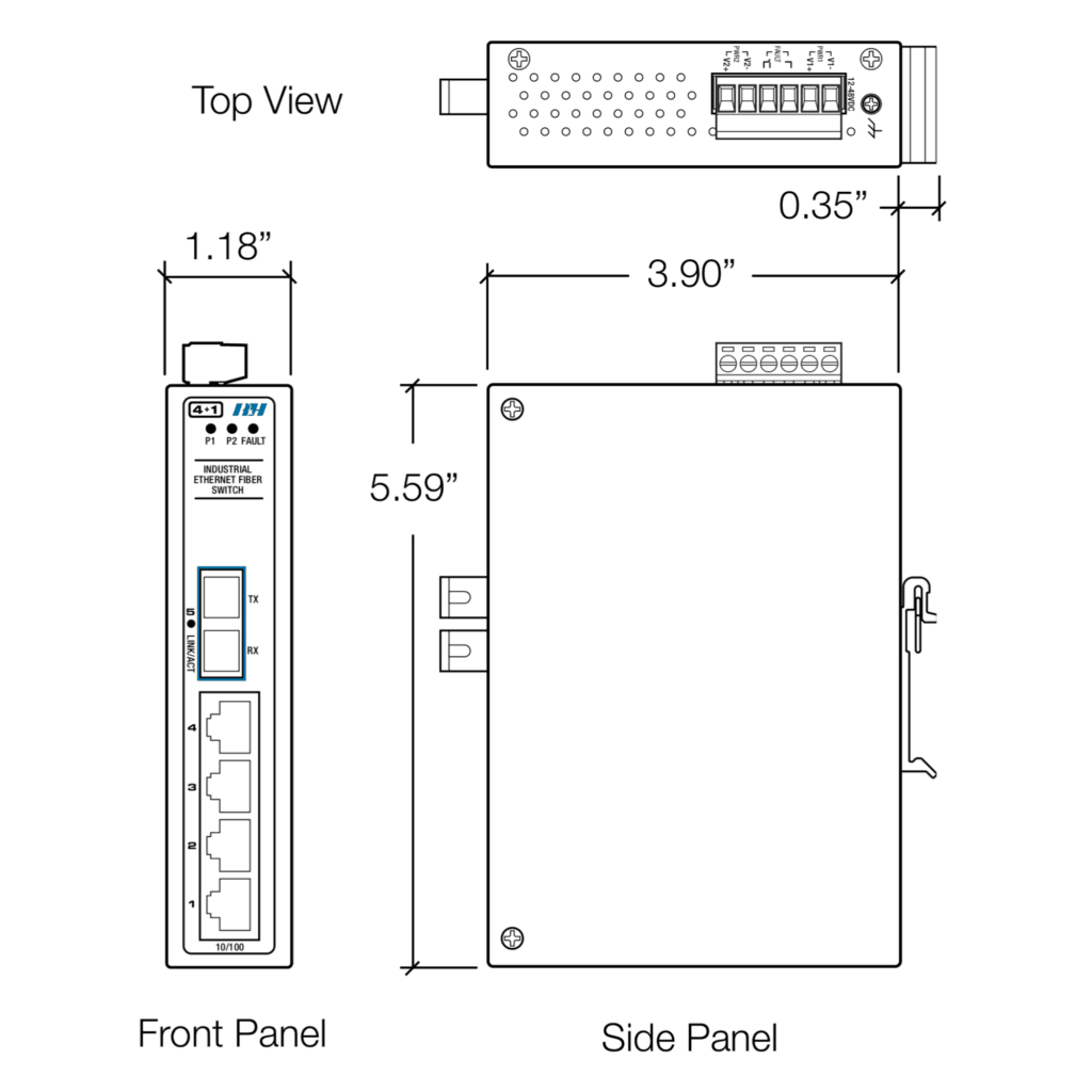 4+1 Fiber Switch Dimensions