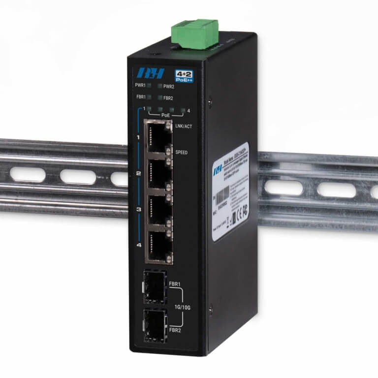 4+2 Unmanaged Multi-Gigabit PoE++ SFP+-DIN View