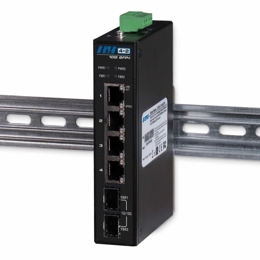 Industrial Ethernet Switches - 4+2 Unmanaged 1G/10G SFP+ Switch - DIN Mount