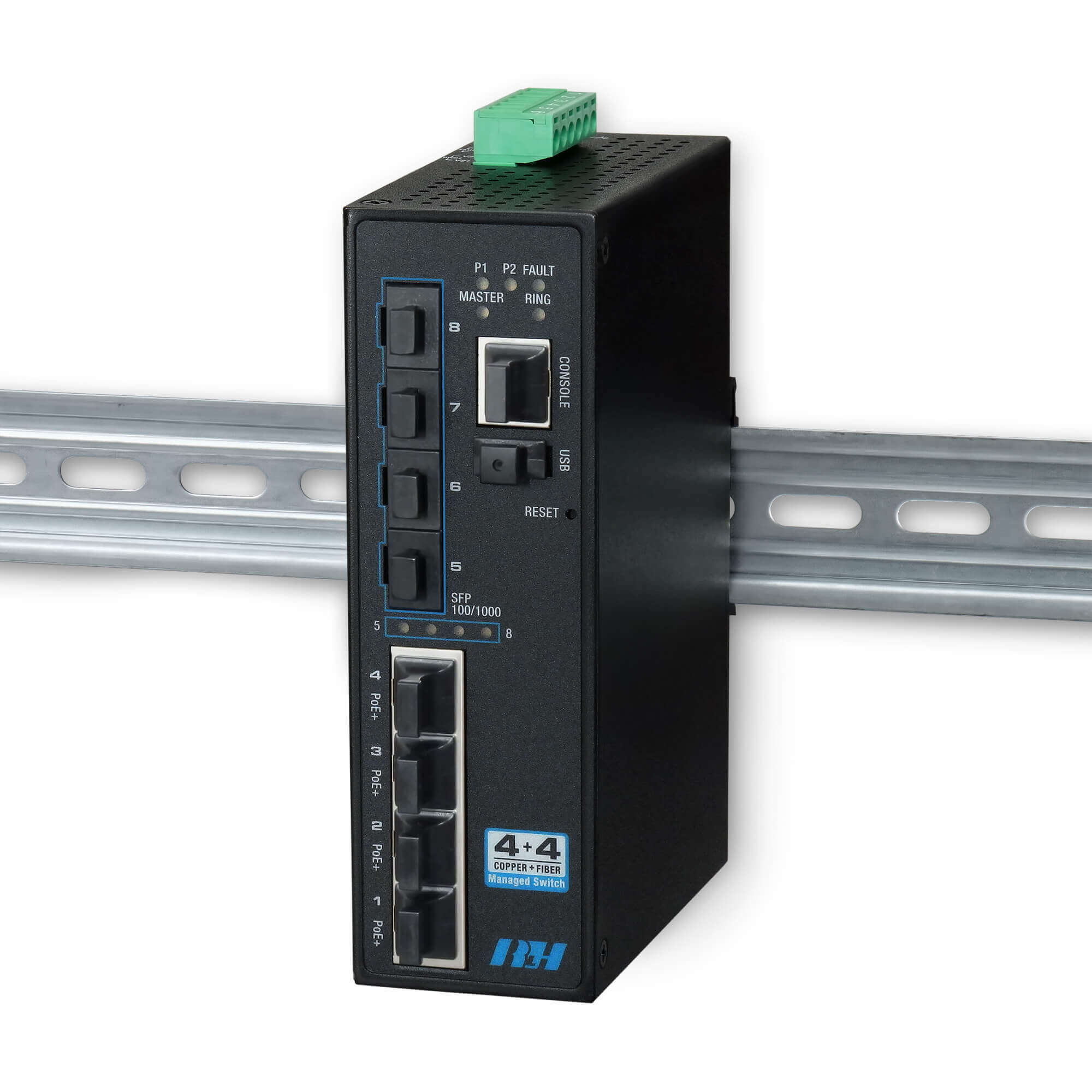 Industrial 8 Port Gigabit Ethernet POE+ Switch DIN Rail Mount 8 Port RJ45  10/100/1000Mbps Unmanaged DIN-Rail POE Switch Hardened 10 Ports Ethernet