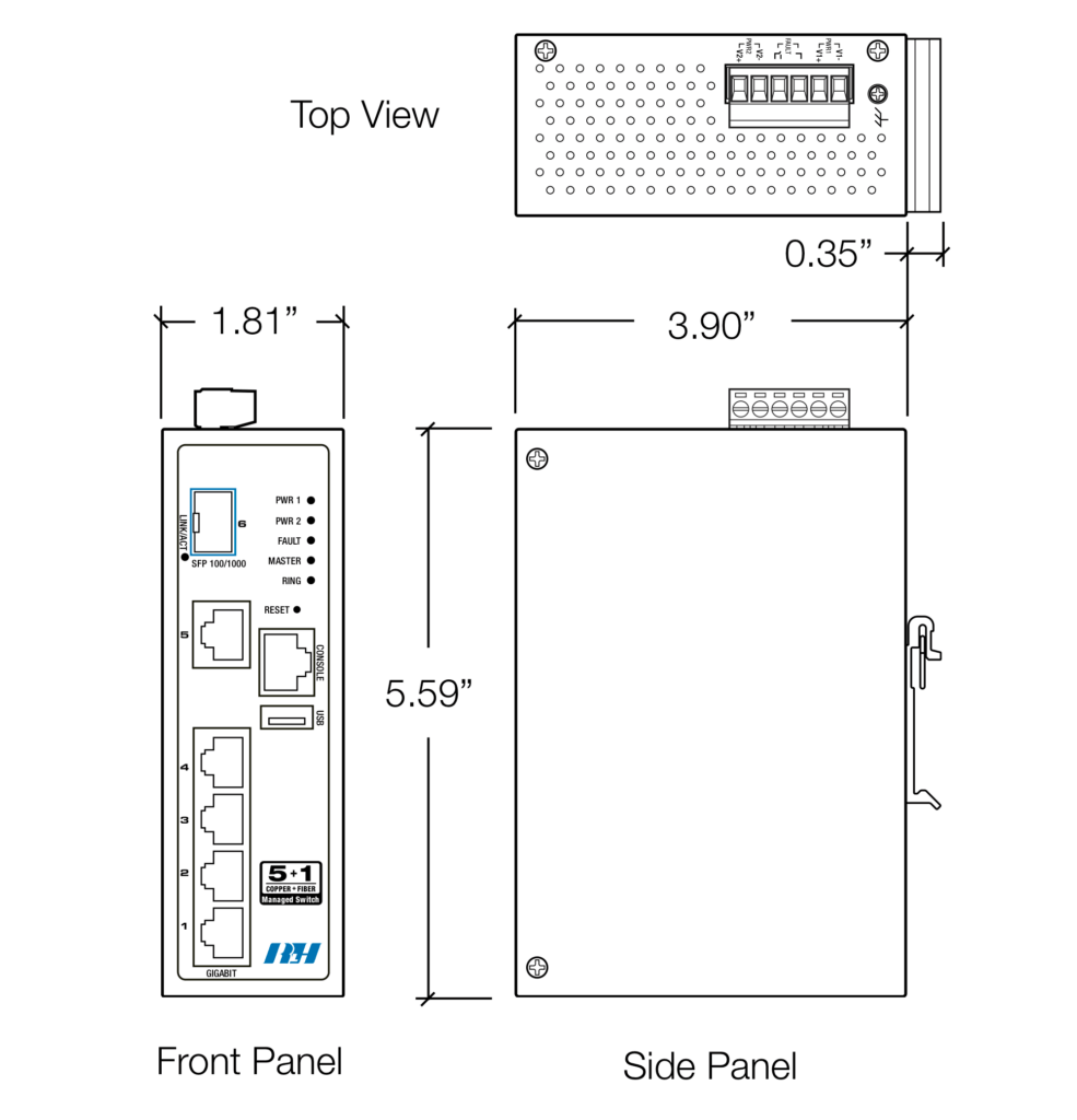 5+1 Managed Gbit SFP Switch Dimensions