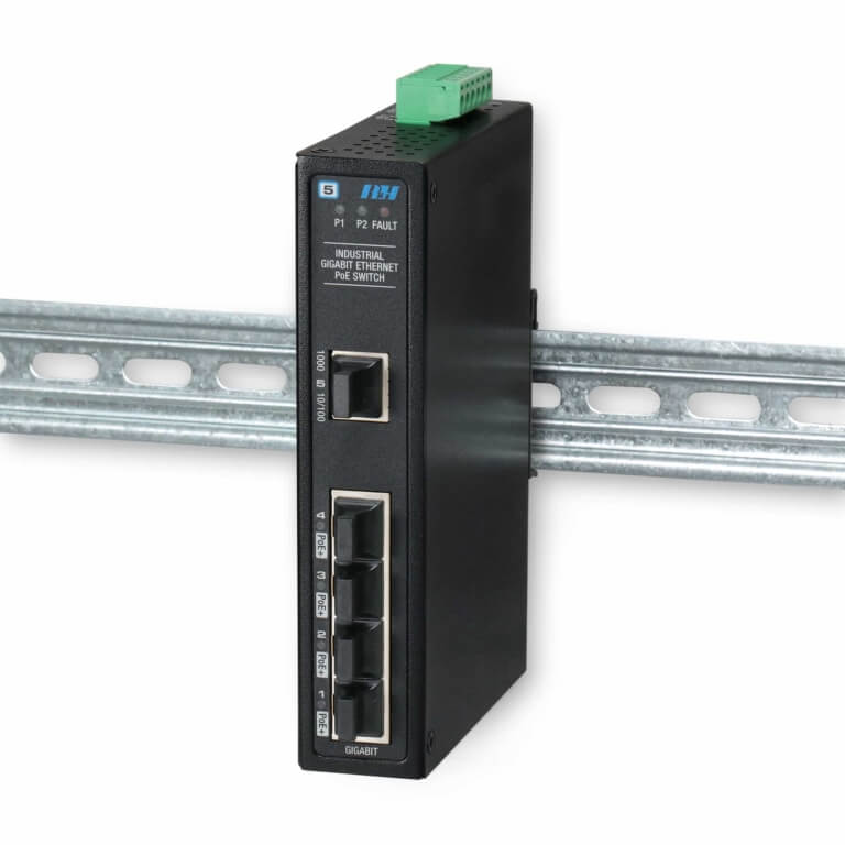 5 Port Unmanaged 10/100/1G PoE+-DIN View