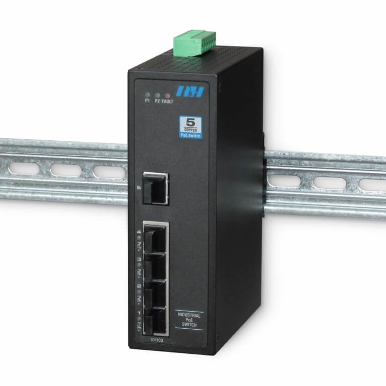 5 Port Unmanaged 10/100 Flex PoE+-DIN View