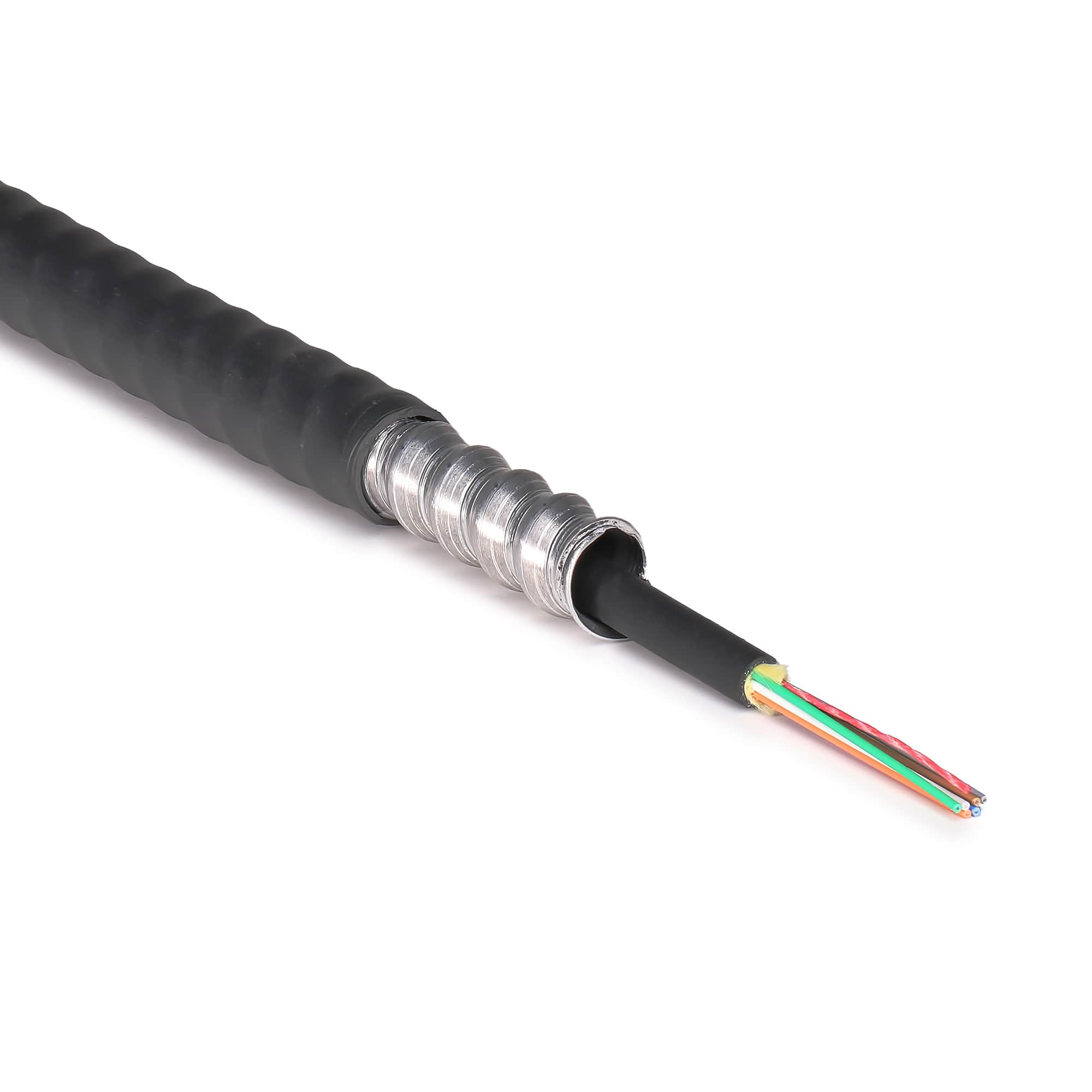 Preterminated Fiber Optic Cable, Armored, 6F, Singlemode, ST Connectors