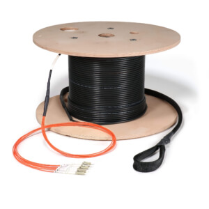 Preterminated Fiber Optic Cable, Indoor/Outdoor, 6F, Multimode OM1, LC Connectors