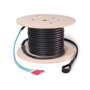 Preterminated Fiber Optic Cable, Armored, 6F, Multimode OM4, LC Connectors