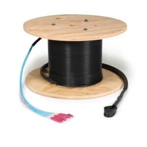 Preterminated Fiber Optic Cable, Indoor/Outdoor, 6F, Multimode OM4, LC Connectors