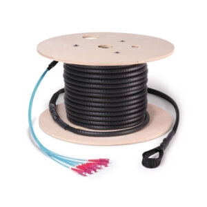 Preterminated Fiber Optic Cable, Armored, 6F, Multimode OM4, SC Connectors