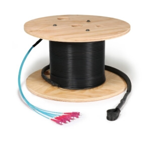Preterminated Fiber Optic Cable, Indoor/Outdoor, 6F, Multimode OM4, SC Connectors