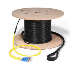 Preterminated Fiber Optic Cable, Indoor/Outdoor, 6F, Singlemode, ST Connectors