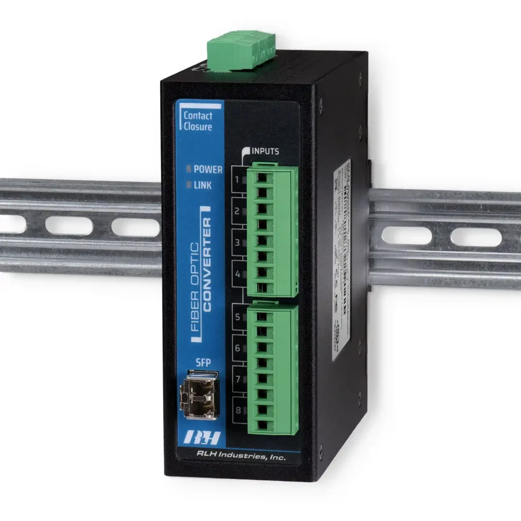 Industrial Media Converters - 8 Channel Contact Closure SFP Input - DIN Mount