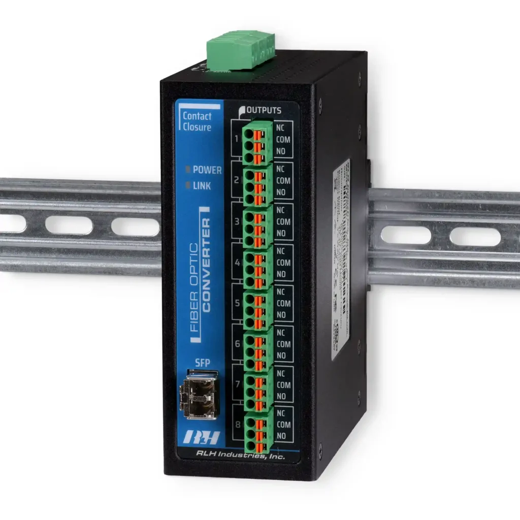 Industrial Media Converters - 8 Channel Contact Closure SFP Output - DIN Mount