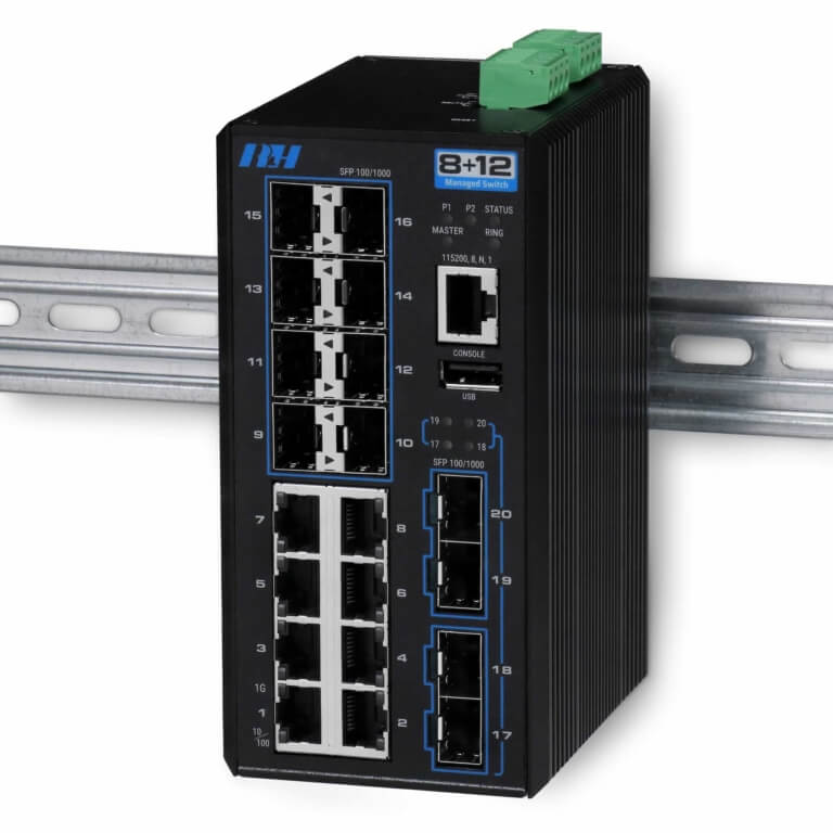 8+12 Managed 10/100/1G SFP-DIN View