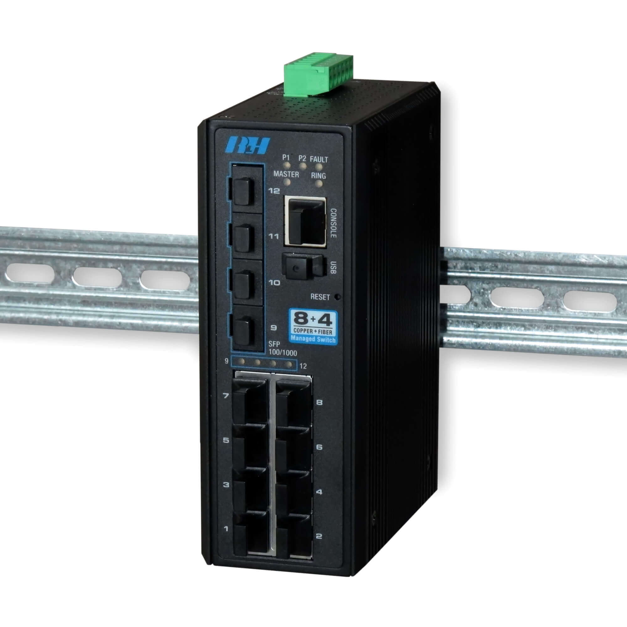 8-Port Managed Industrial Gigabit Ethernet Switch, PoE+, 4x SFP