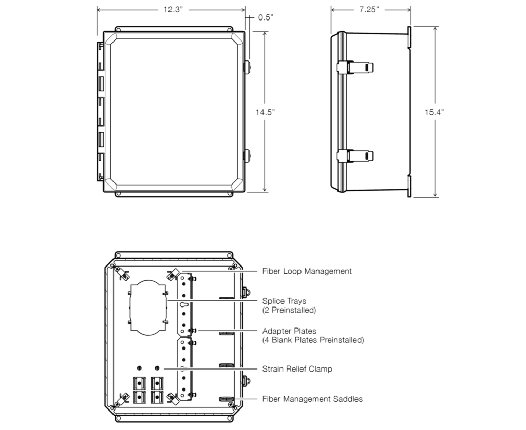 Hippo 4 Plate Fiber Patch Panel Dimensions & Components