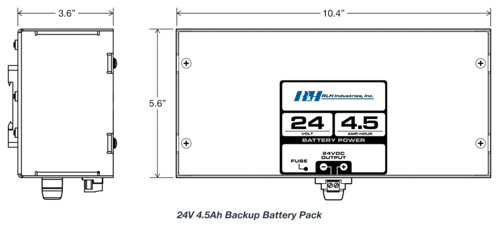 Optional 4.5Ah Backup Battery Pack – Dimensions