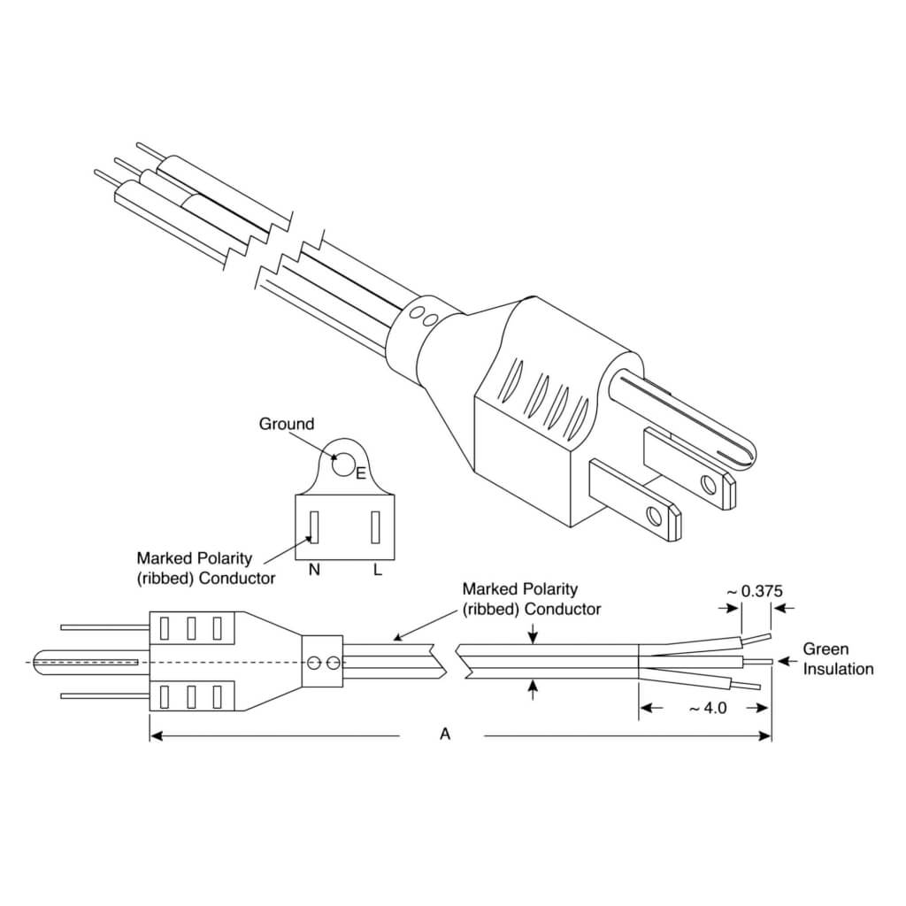 Fiber Optic Accessories - Power Cord Illustration