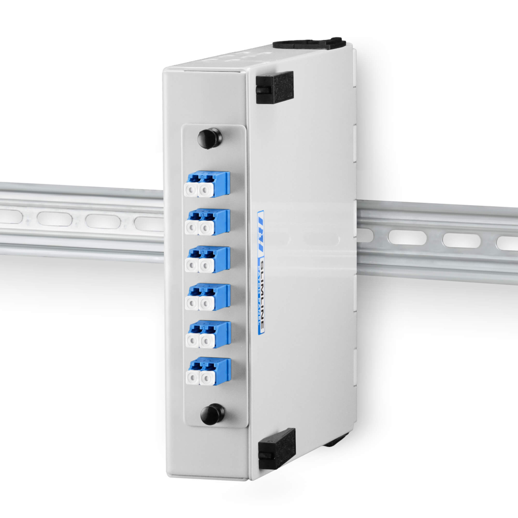 Slimline Fiber Patch Panel - 12 Fiber Duplex Adapters, Blue