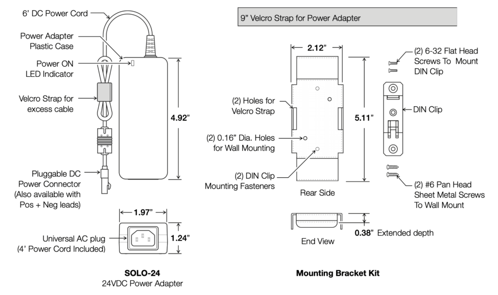 Solo-24 Power Adapter - Dimensions and Features