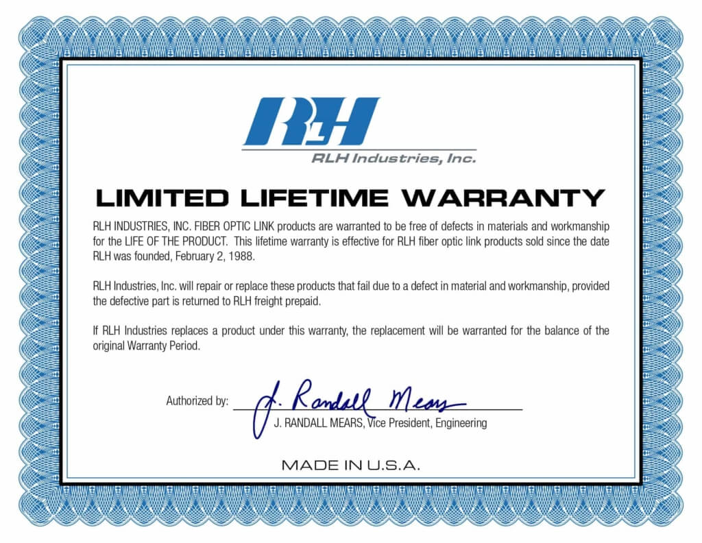 Warranty Certificate